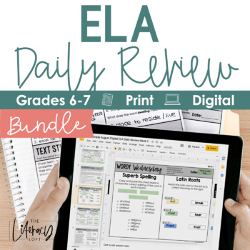Preview of ELA Daily Review 6th-7th Grade Bundle I Distance Learning