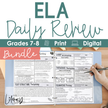 Preview of ELA Daily Review 7th and 8th Grade Bundle I Distance Learning