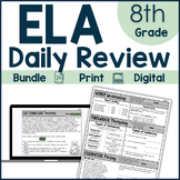 ELA Daily Review 8th Grade Bundle I Distance Learning I Go