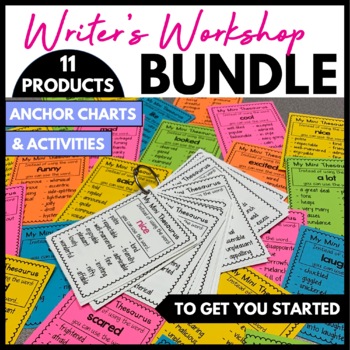Preview of ELA Descriptive Writing Activities Bundle, Writing Paper, Writing Center Posters