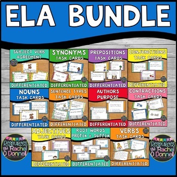 Preview of ELA Differentiated Task Cards Grammar Language MEGA BUNDLE