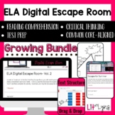 ELA Digital Escape Room GROWING Bundle- Critical Thinking,