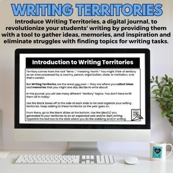 Preview of ELA Digital Writing Territories Journal/Portfolio Warm-Up Bell Ringer Free Write