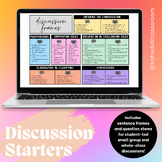 ELA Discussion Sentence Starter Frames/Question Stems Resource