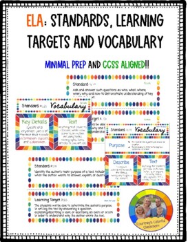 Preview of ELA Display: Standards, Learning Targets and Vocabulary