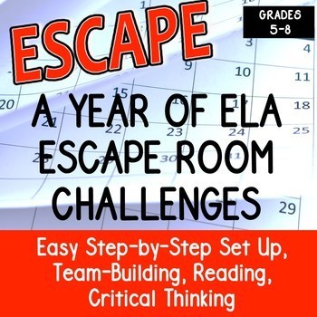 Preview of ESCAPE ROOM ELA BUNDLE Team Building, Reading, Writing, Critical Thinking