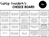 ELA Early Finisher's Choice Board