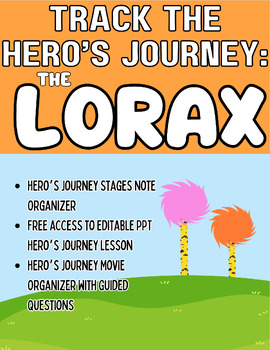 Preview of ELA Earth Day The Lorax Track the Hero's Journey Notes & Movie/Text Organizers