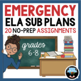 ELA Emergency Sub Plans 6th grade 7th 8th Middle School Su
