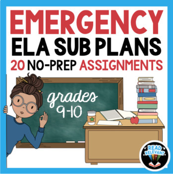 Preview of ELA Emergency Sub Plans Binder Substitute Lesson Plans | 9th grade 10th grade