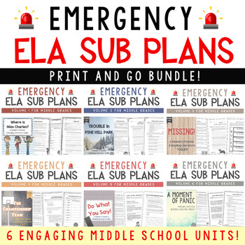 Preview of ELA Emergency Sub Plans Bundle for Middle School