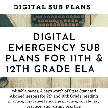 Preview of ELA Emergency Sub Plans for 11th and 12th Grade | Digital or Print