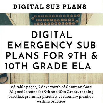 Preview of ELA Emergency Sub Plans for 9th & 10th Grade | Digital or Print
