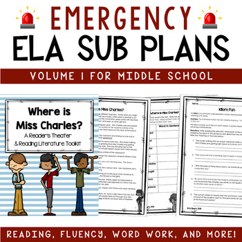 Preview of ELA Emergency Sub Plans for Middle School Vol. 1