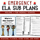 ELA Emergency Sub Plans for Grades 4-8 Set #1 | Distance Learning