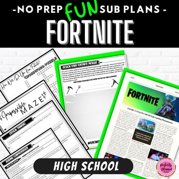 Preview of Fortnite | ELA Emergency Sub Plans for High School | Fun Substitute Packet