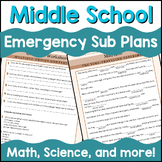 emergency sub plans worksheet, emergency sub plans middle 