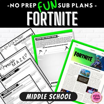 Preview of Fortnite | ELA Emergency Sub Plans for Middle School | Fun Substitute Packet