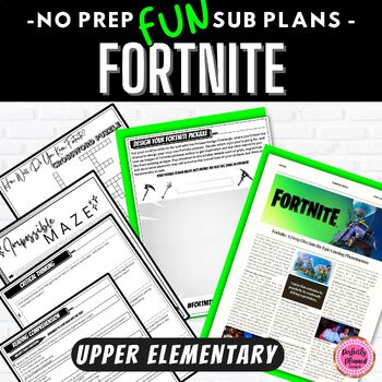 Preview of Fortnite | ELA Emergency Sub Plans for Upper Elementary | Fun Substitute Packet
