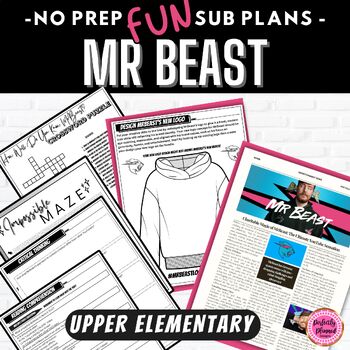 Preview of Mr Beast | ELA Emergency Sub Plans for Upper Elementary | Fun Substitute Packet