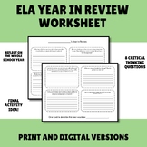 ELA End of Year Reflection Activity - Grades 6-12
