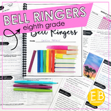 ELA Bell Ringers for Middle School 8th Grade Full Year DIGITAL PRINT EDITABLE