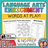 ELA Enrichment Worksheets to Review Skills for Centers Hom