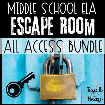 Preview of ELA Escape Room BUNDLE. Middle School Digital Breakout for Reading comprehension