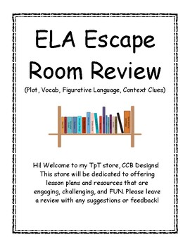 Preview of ELA Escape Room Review #2