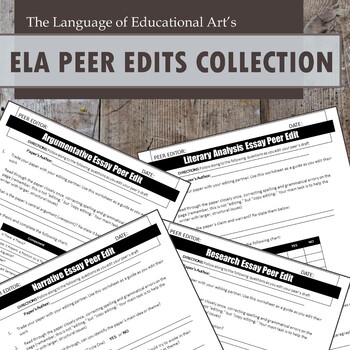Preview of ELA Essays Peer Edits Collection — High School Partner Work — CCSS Aligned