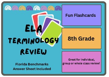 Preview of 8th Grade ELA End of Year Test Prep FAST PM Review Flashcards