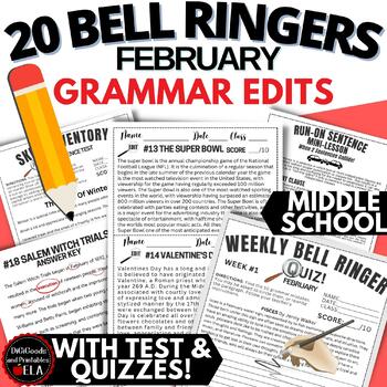 Preview of ELA FEBRUARY Morning Work Language Arts Bell Ringers Grammar Bellringers
