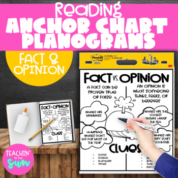 Preview of ELA  Fact and Opinion  Anchor Chart Planogram, Poster, Reader's notebook