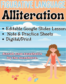Preview of ELA Figurative Language Alliteration Editable Lesson, Notes, Practice & Activity
