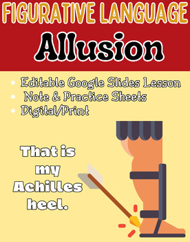 Preview of ELA Figurative Language Allusions Editable Lesson, Notes, Practice & Activity