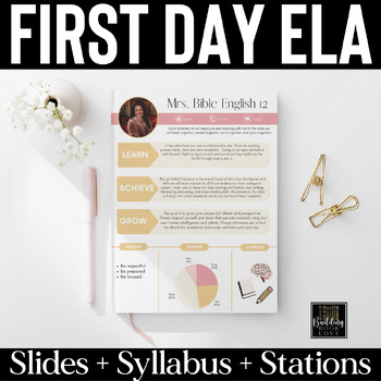 Preview of ELA First Day BUNDLE: Everything for back to school: Syllabus + Stations + Fun