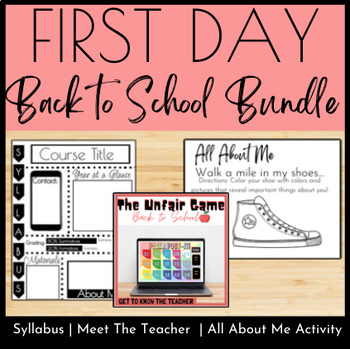 Preview of ELA First Day of School BUNDLE | Meet the Teacher | All About Me | Syllabus
