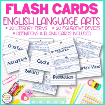 Preview of ELA Flash Cards, Literary Terms & Figurative Language