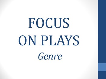 Preview of ELA Focus on Plays Genre - for ELLs, SPED (pictures included)