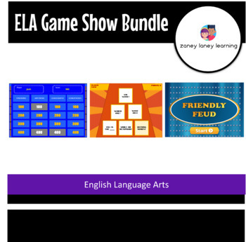 Preview of ELA Game Show BUNDLE Jeopardy, Pyramid, and Family Feud Parodies TEKS STAAR CCSS