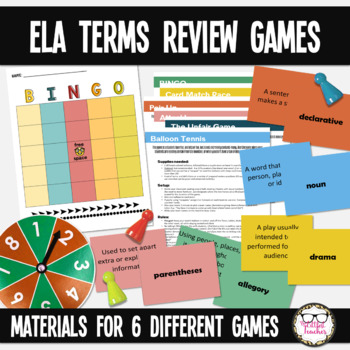 ELA Games Pack Review Grammar & Literature CCSS Aligned
