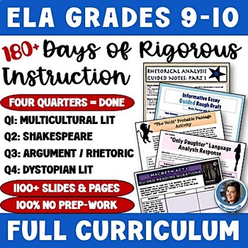 Preview of ELA Grades 9-10 Full Year Curriculum 9th & 10th English Yearlong ELA Curriculum