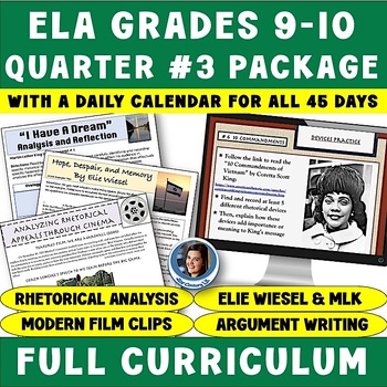 Preview of ELA Grades 9-10 Quarter 3 Curriculum - 9 Weeks Rhetoric Unit, MLK, Argument Unit