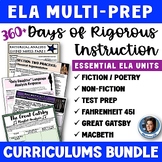 ELA Grades 9-12 Multiple Prep Unit Bundle - Full Year Curriculum, Whole Courses