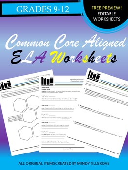 Preview of Distance Learning: ELA Grades 9-12 Worksheets (Free and Editable)