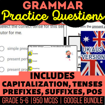 Preview of ELA Grammar Review Bundle: Pronouns, Prefixes and Suffixes UK/AUS Spelling
