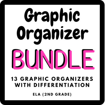 Preview of ELA Graphic Organizer Bundle, Printable, Note-taking, Sticky Notes, 2nd grade