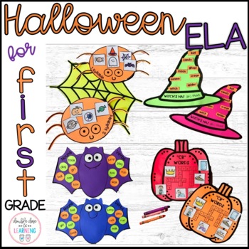 Preview of Halloween ELA Crafts for 1st Grade {ABC order, nouns, verbs, syllables & blends}