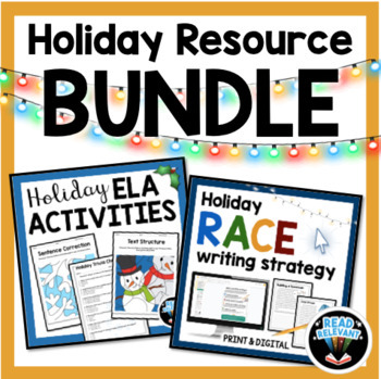 Preview of ELA Holiday Activities Bundle : Writing with the RACE Strategy and More!