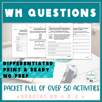 Preview of ELA Home Learning Packet | WH Questions | Basic Reading Skills | ESY 